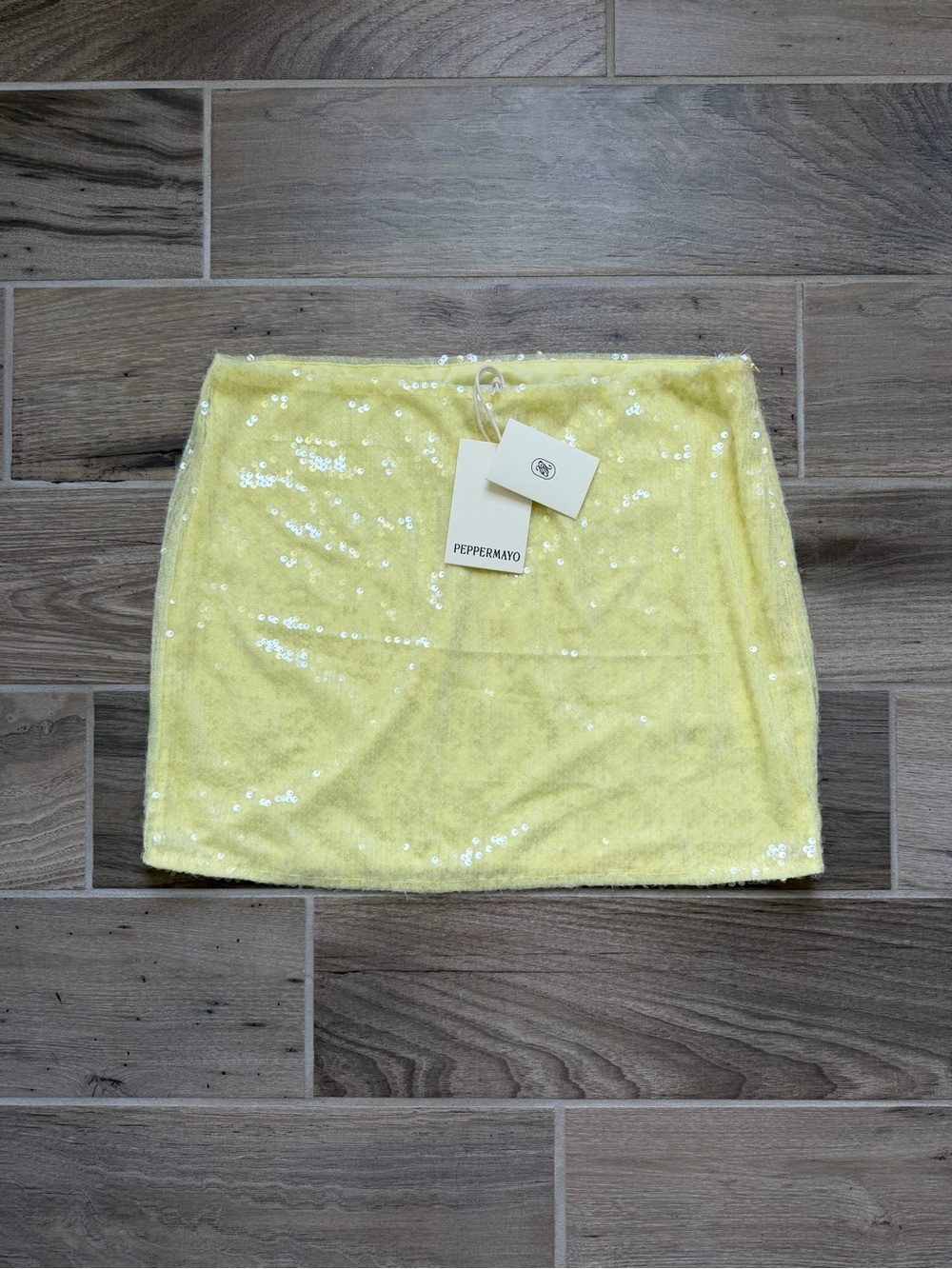 Peppermayo nostalgic nights lemon sequin mini skirt NWT size US 10
